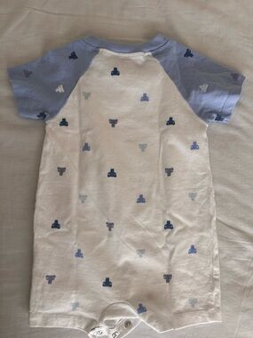GAP Baby Short Sleeve Romper in White and Light Blue